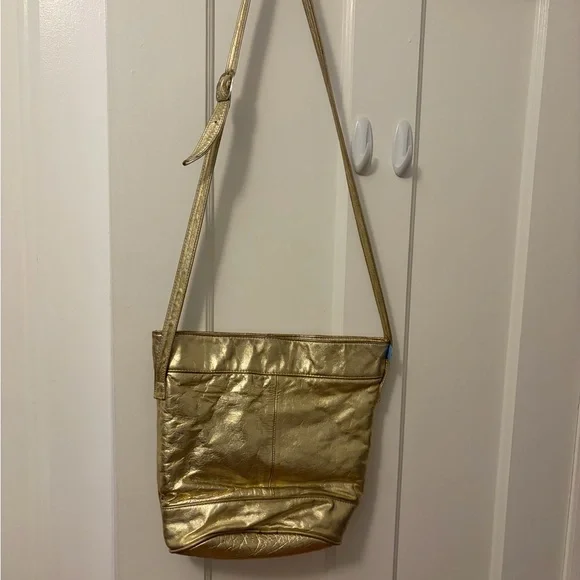 Vintage Gold Leather Quilted Women's Bag - Picture 2 of 2